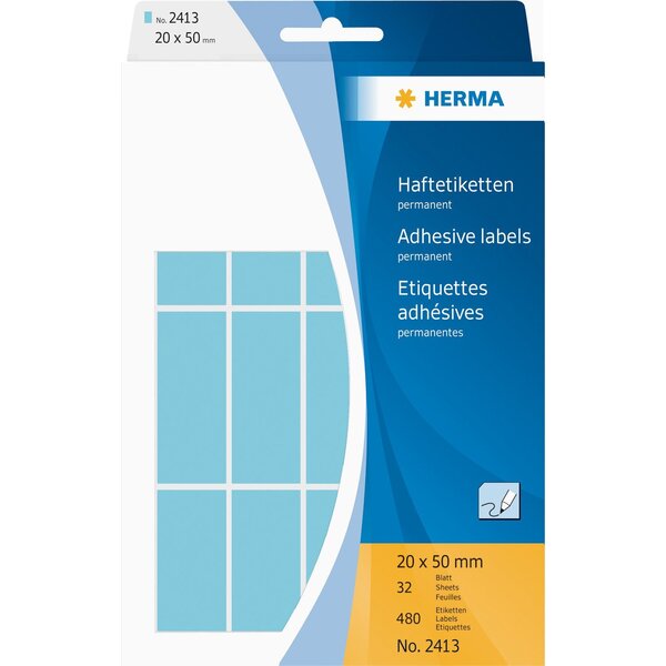 Etiquettes multi-usage, 20 x 50 mm, bleu Pack de 480 HERMA