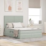 vidaXL Lit de rangement LED avec matelas Gris clair 140 x 190 cm