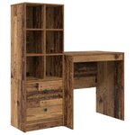 vidaXL Bureau avec tiroir avec étagère avec stockage 2 Pièces Bois ancien