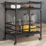 vidaXL Chariot de cuisine noir 82x40x78 5 cm bois d'ingénierie