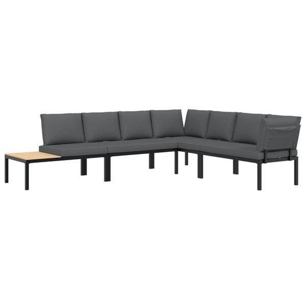 vidaXL Salon de jardin 4 Pièces avec coussins noir aluminium
