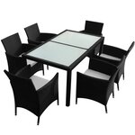 vidaXL Ensemble à manger d'extérieur 7 Pièces et coussins résine tressée
