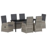 vidaXL Ensemble de salle à manger de jardin de 7 pièces avec coussins gris poly rattan
