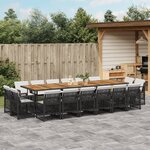 vidaXL Ensemble à manger de jardin 17 Pièces coussins noir résine tressée