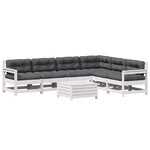 vidaXL Salon de jardin 7 Pièces avec coussins blanc bois de pin massif