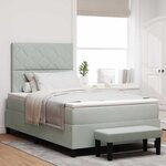 vidaXL Lit à ressorts avec Matelas & Banc Gris Clair 120x190 cm Velours