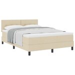 vidaXL Lit à ressorts avec tête de lit Crème 140 x 190 cm tissu