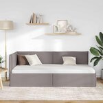 vidaXL Cadre de lit d'angle avec tête de lit Taupe 90 x 200 cm Velours