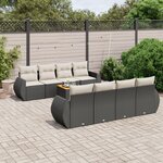 vidaXL Salon de jardin 9 Pièces avec coussins noir résine tressée