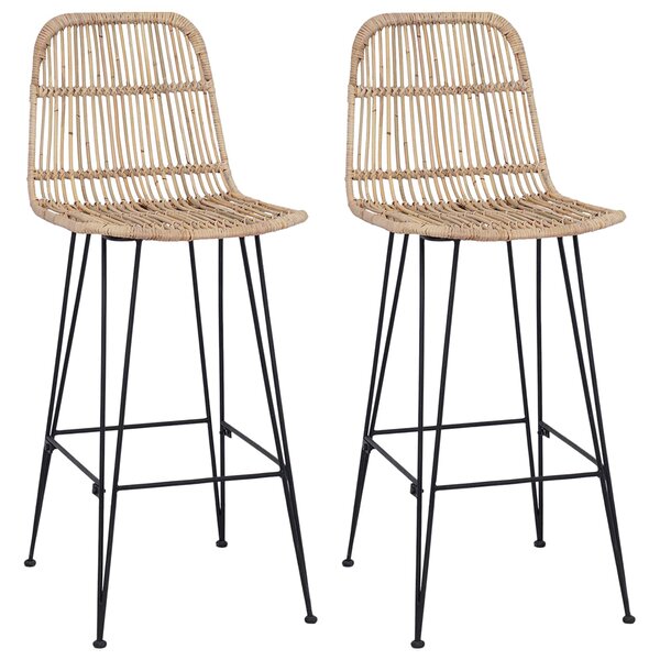 vidaXL Tabouret de bar 2 Pièces Naturel 44 x 55 x 109 cm Rattan et Acier