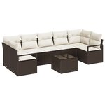 Ensemble de canapé de jardin vidaXL 8 pièces avec coussins marron en poly rotin