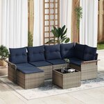 vidaXL Ensemble de canapé de jardin avec coussin Gris polyrotin