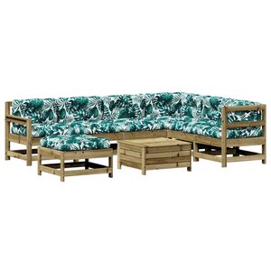 vidaXL Salon de jardin 8 Pièces avec coussins bois de pin imprégné
