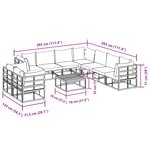 vidaXL Ensemble de canapé de jardin avec coussin 10 Pièces Noir Aluminium