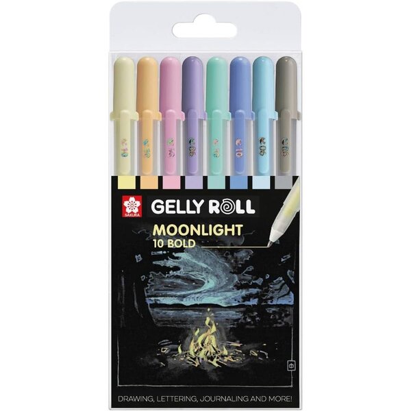 Etui de 8 Stylos Roller Gel Gelly Roll Moonlight Pastel SAKURA