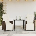 vidaXL Ensemble à manger de jardin 3 Pièces et coussins marron poly rotin