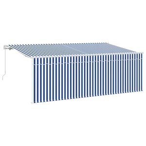 vidaXL Auvent Rétractable Rayé Bleu 350 x 200 cm tissu