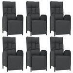 vidaXL Ensemble à manger de jardin coussins 7Pièces Noir Résine tressée