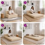 vidaXL Canapé-lit pliable Crème 70 x 80 x 60 cm Tissu