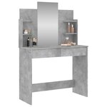 vidaXL Coiffeuse avec miroir gris béton 96x39x142 cm