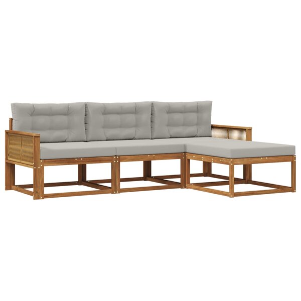 vidaXL Ensemble de canapés d'extérieur 4 pc Naturel et Gris clair