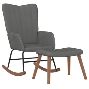 vidaXL Chaise à bascule avec repose-pied Gris foncé Velours