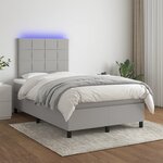 vidaXL Sommier à lattes de lit matelas LED gris clair 120x190 cm tissu