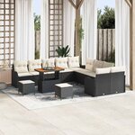 vidaXL Ensemble de canapé de jardin avec coussin 13 Pièces Noir et Crème
