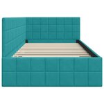 vidaXL Cadre de lit d'angle Turquoise 90 cm x 190 cm tissu