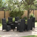 vidaXL Ensemble de salle à manger pour jardin 7 Pièces Noir Poly rotin