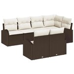 vidaXL Ensemble de canapé de jardin 7 Pièces Marron et blanc Poly rotin