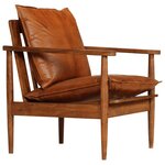 vidaXL Ensemble de canapés 2 Pièces Marron Cuir véritable et acacia
