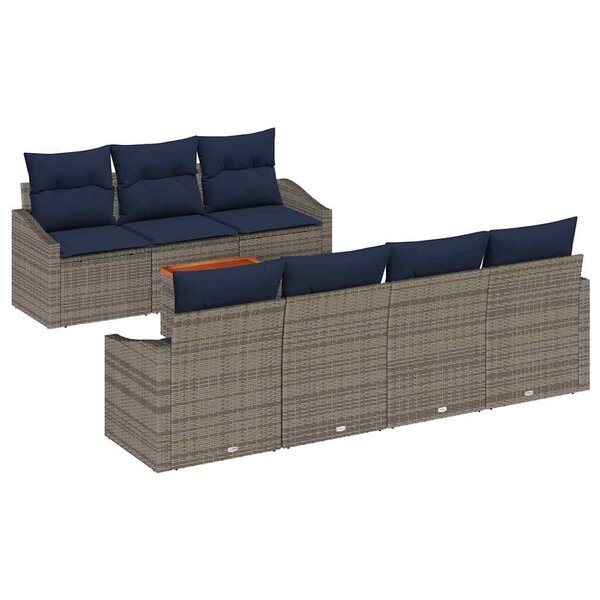vidaXL Ensemble de canapé de jardin 8 Pièces Gris et bleu marine