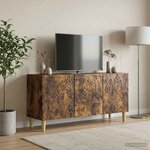 vidaXL Meuble TV 99 x 34 5 x 50 cm Chêne fumé Bois d'ingénierie