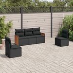 vidaXL Salon de jardin 5 Pièces avec coussins noir résine tressée