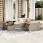 vidaXL Salon de jardin avec coussins 10 Pièces beige résine tressée