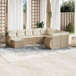 vidaXL Salon de jardin avec coussins 10 Pièces beige résine tressée