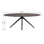 Table salle à manger ovale marron noir 4 chaises grises