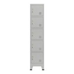 Casier de bureau armoire meuble de rangement pour bureau atelier chambre acier métallique avec 5 portes acier laqué 180 x 38 x 45 cm gris 03_0006349