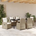 vidaXL Ensemble de Salle à Manger de Jardin 7 Pièces Beige Poly Rattan