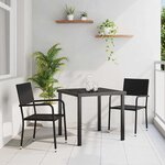 vidaXL Ensemble de salle à manger pour jardin 3 Pièces Noir Poly rotin