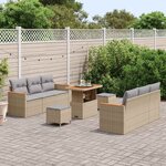 vidaXL Ensemble de canapé de jardin 9 Pièces Beige polyrotin