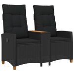 vidaXL Banc inclinable avec table Noir 126 x 65 x 112 cm polyrotin