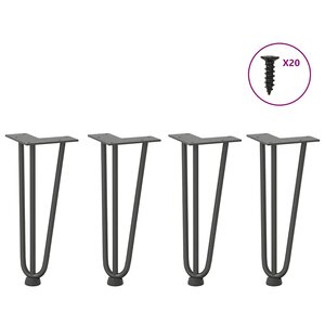 vidaXL Pieds en épingle à cheveux pour table basse 4 pièces Anthracite 30 cm Acier massif