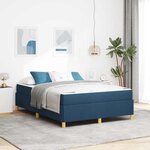 vidaXL Lit à ressorts Bleu et Marine et Blanc 140 x 200 cm tissu