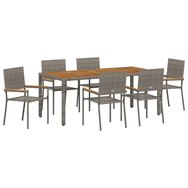 vidaXL Ensemble de salle à manger pour jardin 7 Pièces Gris polyrotin