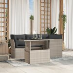 vidaXL Salon de jardin 5 Pièces avec coussins gris clair résine tressée