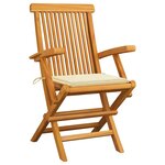 vidaXL Chaises de jardin avec coussins crème lot de 2 Bois teck massif