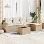 vidaXL Salon de jardin avec coussins 6 Pièces beige résine tressée