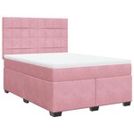 vidaXL Sommier à lattes de lit avec matelas Rose 140x200 cm Velours